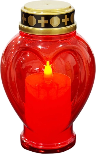 Bougie funéraire LED rouge en forme de cœur