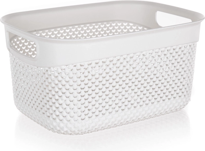 Panier de rangement en plastique effet rotin blanc 23 × 17 × 12 cm, 3,3 l