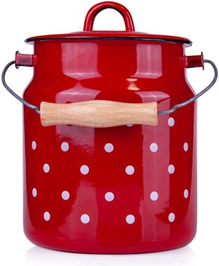 Bidon émaillé Toro 3,3 l rouge à pois blancs