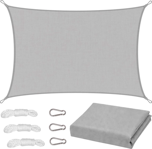 Voile d’ombrage imperméable rectangulaire grise 300 × 400 cm