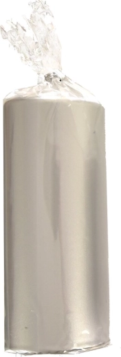 Bougie cylindrique métallisée argentée 18 cm