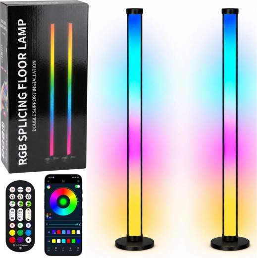 Lampes sur pied Smart LED RGB avec contrôle via application et télécommande, 125 cm, 2 pcs