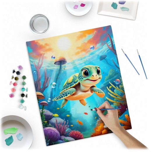 Motif détaillé de petite tortue aux couleurs magnifiques