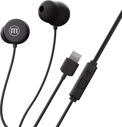 Écouteurs filaires intra-auriculaires Maxell Inbax USB-C noirs