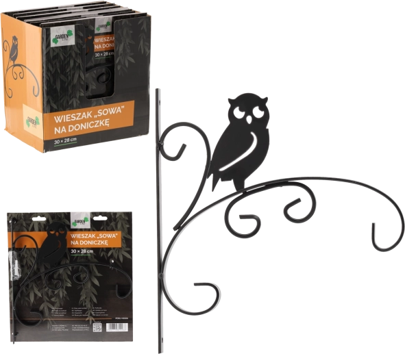 Support mural pour pot de fleurs Chouette 30 × 28 cm, métal noir