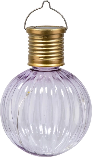 Lampe solaire suspendue 4 LED, métal et plastique, violet clair