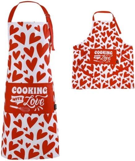 Tablier de cuisine en tube avec des cœurs