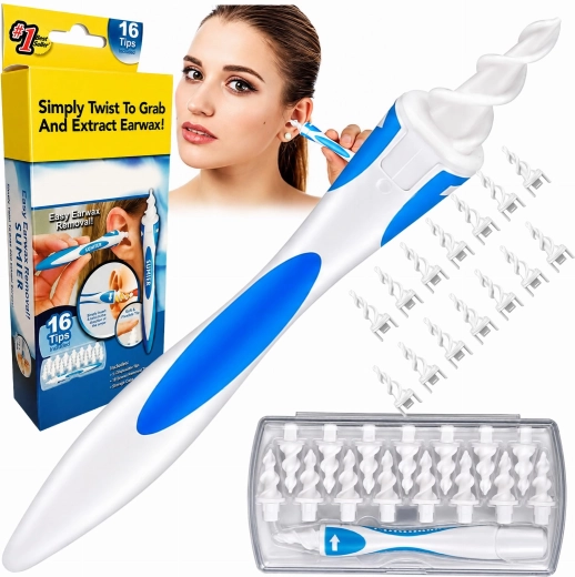 Nettoyeur d’oreilles en spirale pour retirer le cérumen avec 16 embouts