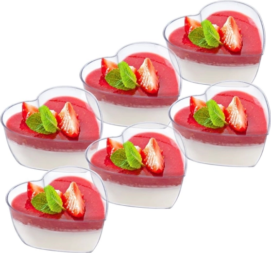 Coupelles dessert en forme de cœur 120 ml, 6 pcs