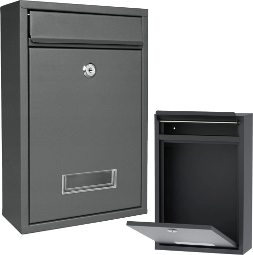 Boîte aux lettres murale verrouillable à clé avec fenêtre, anthracite - 1 pièce