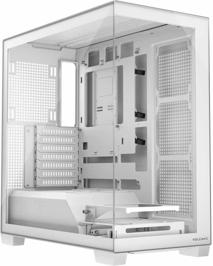 Boîtier pc volcano stellar midi nf, blanc, sans ventilateurs
