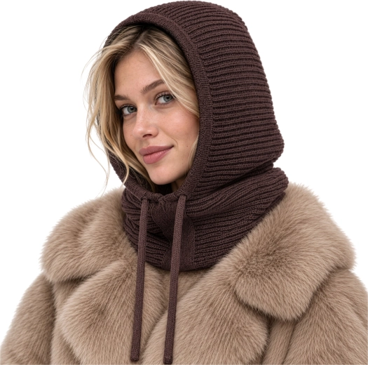 Cagoule d'hiver pour femme Glimz 3-en-1 – Marron