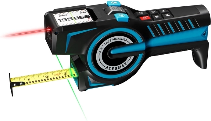 2-en-1 : mesure laser et mètre ruban classique