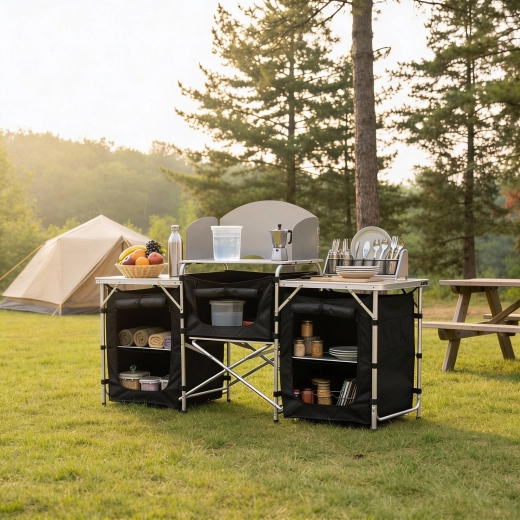 Espace organisé pour cuisiner et ranger