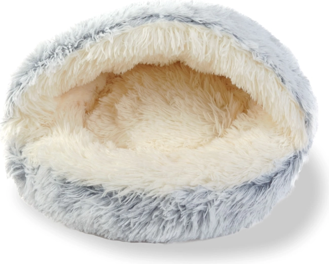 Panier rond en peluche pour chats 50 cm gris