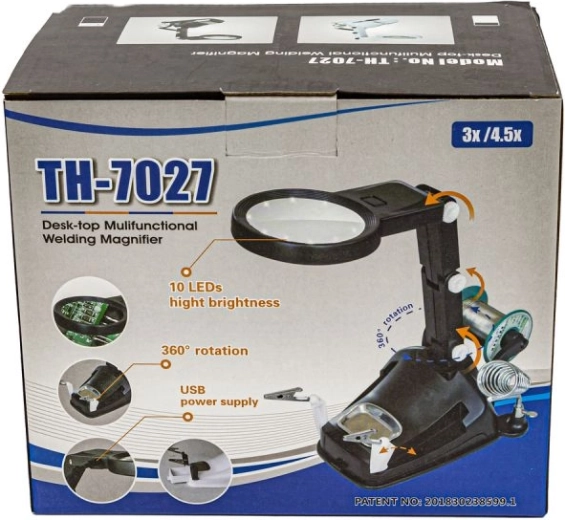 Troisième main – support de soudure avec loupe et éclairage LED - 1 pièce