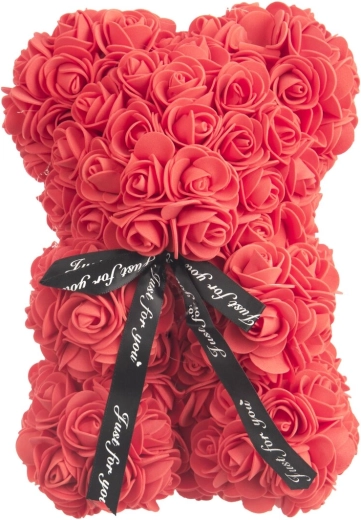 Ourson en roses en mousse rouge 20 cm