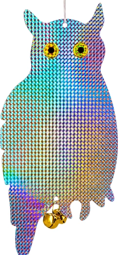 Effaroucheur d’oiseaux holographique réfléchissant chouette suspendue grande - 1 pièce