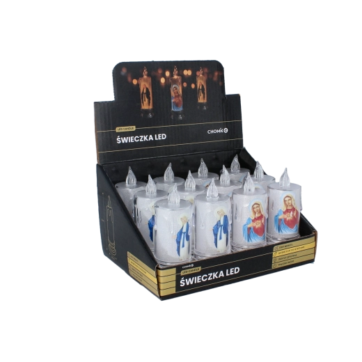 Bougie LED Vierge Marie 11 cm, mix de motifs