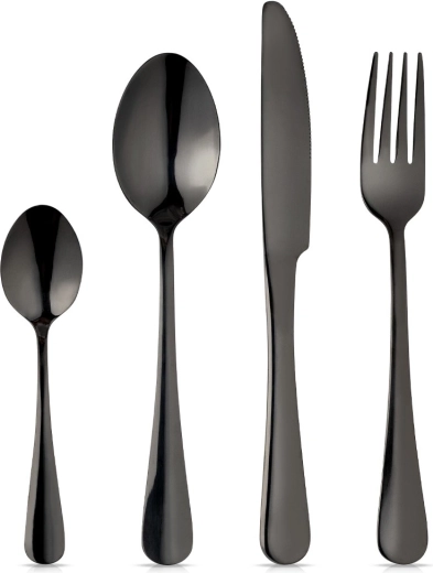 Ensemble de couverts en acier inoxydable Vilde, noir, 16 pièces pour 4 personnes