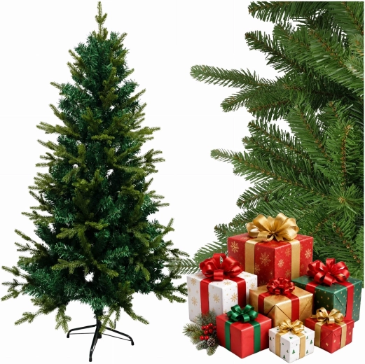 Sapin de Noël artificiel Premium vert, forme épicéa, 220 cm avec pied