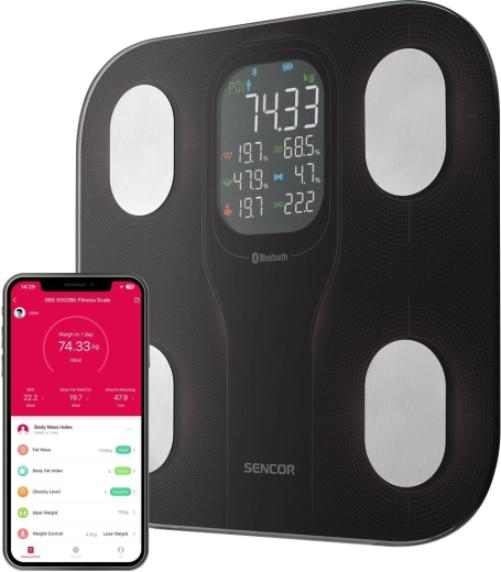 Pèse-personne connecté Sencor SBS 9002BK noir