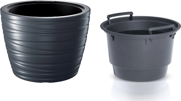 Pot de fleurs bas avec insert MAZE 37,5 cm anthracite