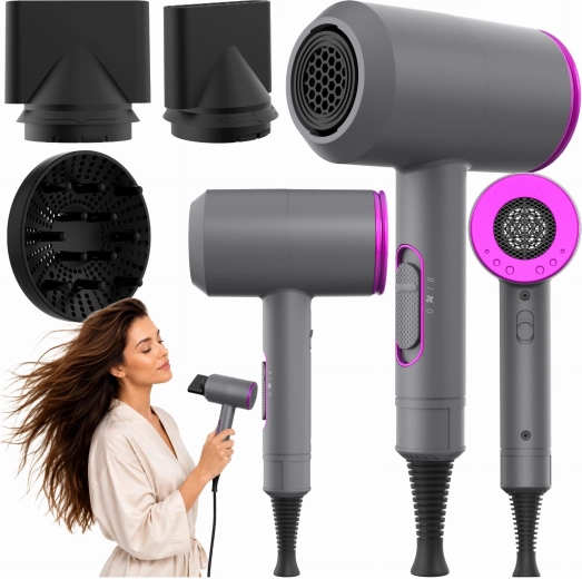 Sèche-cheveux avec diffuseur 2000 W, air froid et réglage - 1 pièce