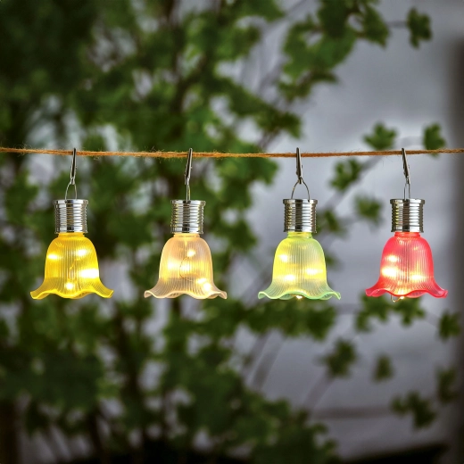 Fleur solaire suspendue avec 3 LED blanc chaud - 1 pièce