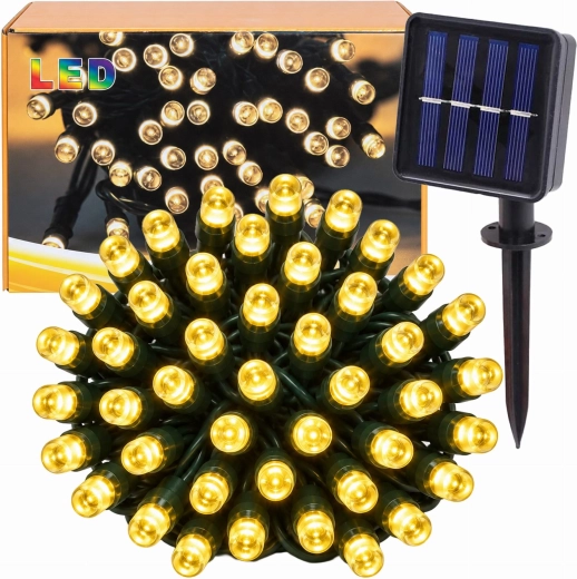 Guirlande lumineuse LED solaire de Noël, 7,5 m, 50 LED, blanche