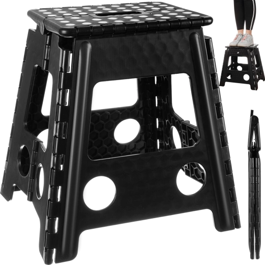 Tabouret pliant MalaTec noir/blanc 39 cm