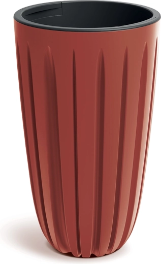 Pot de fleurs en plastique Wario 29 cm rouge rétro avec insert