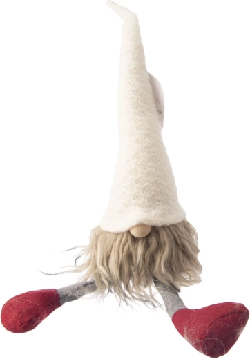 Lutin de Noël en peluche blanc/rouge 42 cm