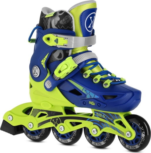Patins à roulettes en ligne réglables pour enfants NILS Extreme Blaze bleus – M (35-38)