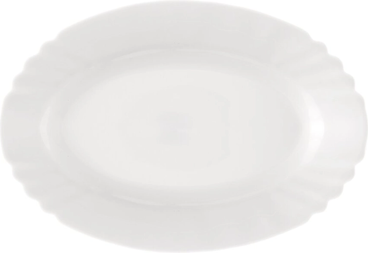 Plat de service ovale LUNA en verre opale 23 × 16 cm, motif vagues