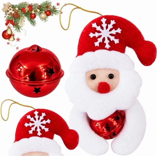 Décoration de Noël suspendue Père Noël avec clochette, 12 cm
