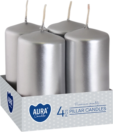 Bougies de l'Avent métalliques argentées brillantes 80 × 40 mm - 4 pièces