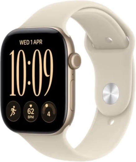 Apple Watch Series 12 GPS 42 mm avec boîtier en aluminium or clair et bracelet sport sable S/M