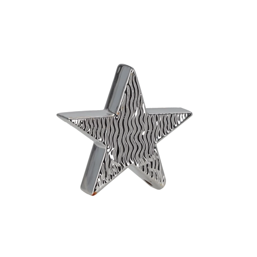 Figurine décorative de Noël étoile argentée 13,5 × 4 × 12,8 cm