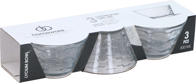 Set de bols en verre Lycium 300 ml, 3 pièces