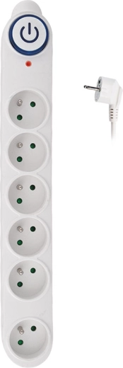 Rallonge électrique Solight avec protection contre les surtensions 150 J, 6 prises, 5 m, blanche