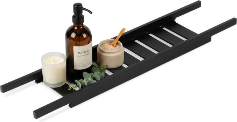 Étagère en bambou pour baignoire Vilde noire 68 cm - 1 pièce