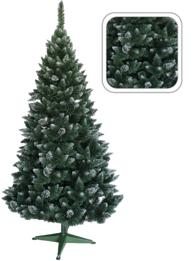 Sapin de Noël artificiel enneigé style pin avec paillettes et pommes de pin 220 cm