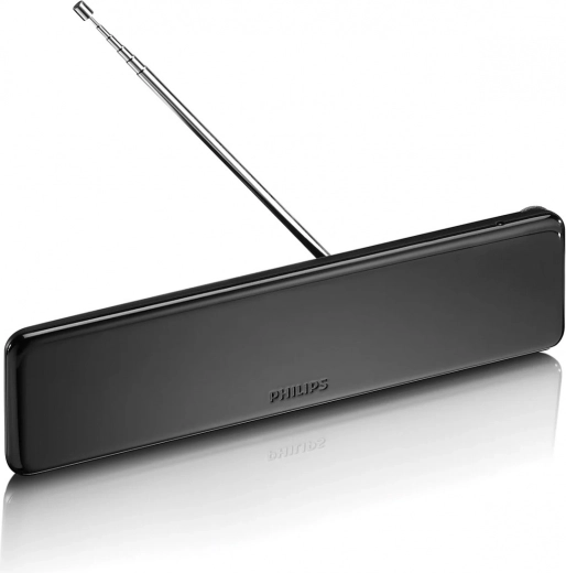 Antenne TV intérieure avec réglage de l’amplification, câble coaxial 1,8 m, 75 Ohm, filtre 3G/4G, DVB-T/T2