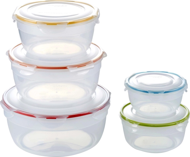 Ensemble de boîtes alimentaires rondes LOCK, 5 pcs
