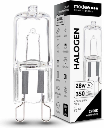 Modee ECO ampoule halogène G9 28 W, 350 lm, blanc chaud, dimmable