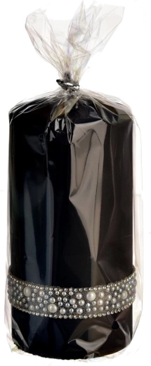 Bougie cylindrique Pearl noire 7 × 14 cm