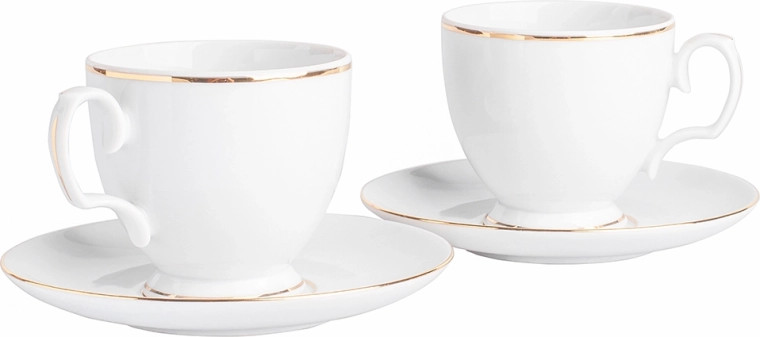 MARIAPAULA Klasyka zlatá linie, ensemble de tasses à café avec soucoupes