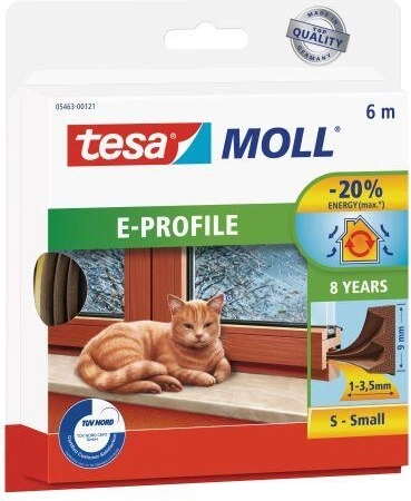 Joint pour fenêtres et portes en E 9×4 mm, marron, 6 m