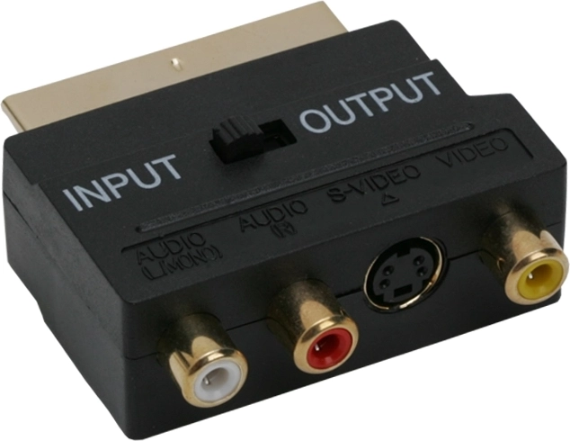 Adaptateur SCART plaqué or vers 3 RCA et S-Video avec commutateur